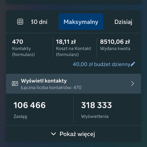 Wyniki kampanii reklamowej dla korepetycji online z języka angielskiego