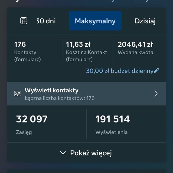Wyniki kampanii reklamowej dla salonu beauty